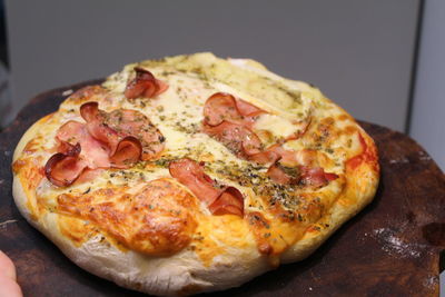 Close-up of pizza on table