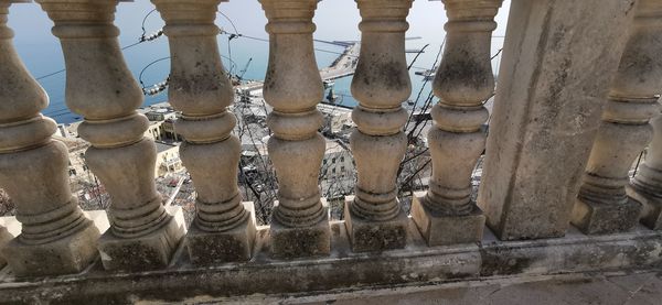 Panoramic view of columns of historical building