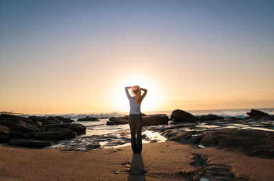 Scenic view of sea against clear sky