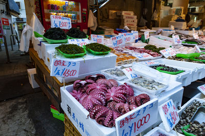 Food for sale at market stall