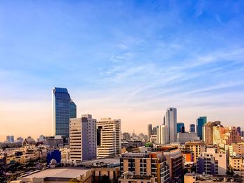 Cityscape against blue sky