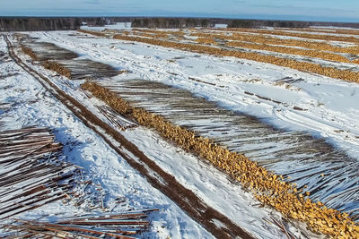 Scenic view of snow covered land