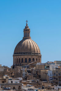 Valletta, malta, 5 may 2023. dome of the basilica of our lady of mount carmel in valletta