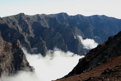 Scenic view of mountain range against clear sky