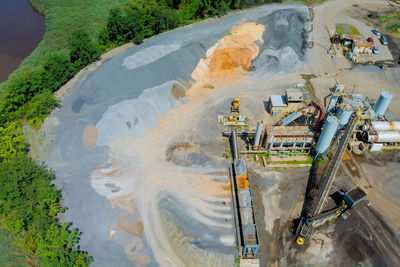 High angle view of industry at shore