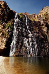 Water flowing through rocks