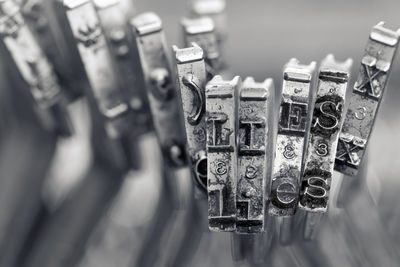 High angle view of equipment on shelf