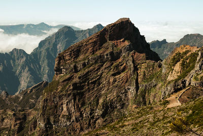 Panoramic view of mountains against sky