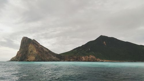 Scenic view of sea against cloudy sky