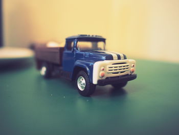 Close-up of toy car on table