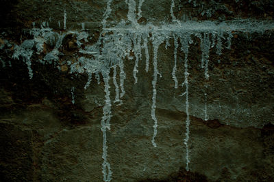 Full frame shot of water on rock against wall