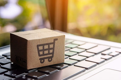 Close-up of computer keyboard on table