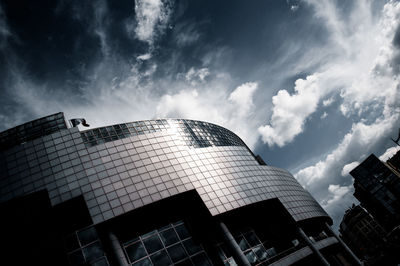 Low angle view of modern building against sky