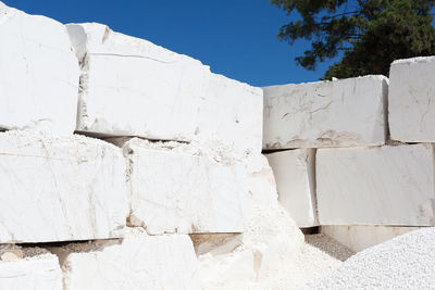 Low angle view of white wall against sky