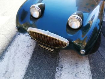 High angle view of vintage car on street