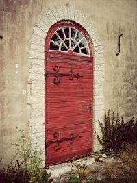 Closed door of old building