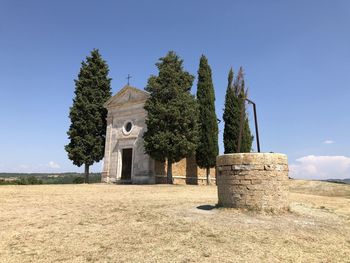 Prospective of the sanctuary of madonna of vitaleta in pienza, italy 
