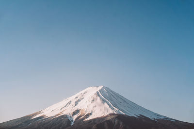 Scenic view of snowcapped mountain against clear sky