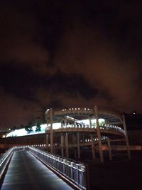 Illuminated road at night