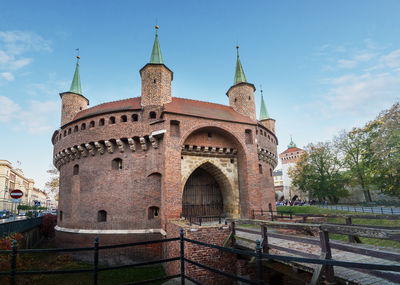 Low angle view of historic building against sky