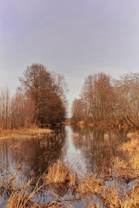 Scenic view of lake against clear sky