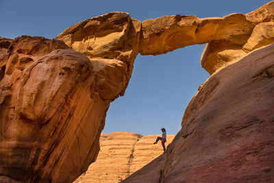 Scenic view of rock formation against clear sky
