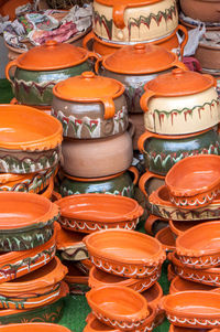 Full frame shot of containers for sale at market stall