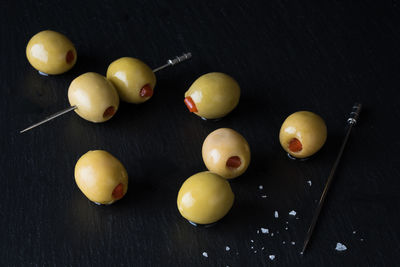 High angle view of fruits on table