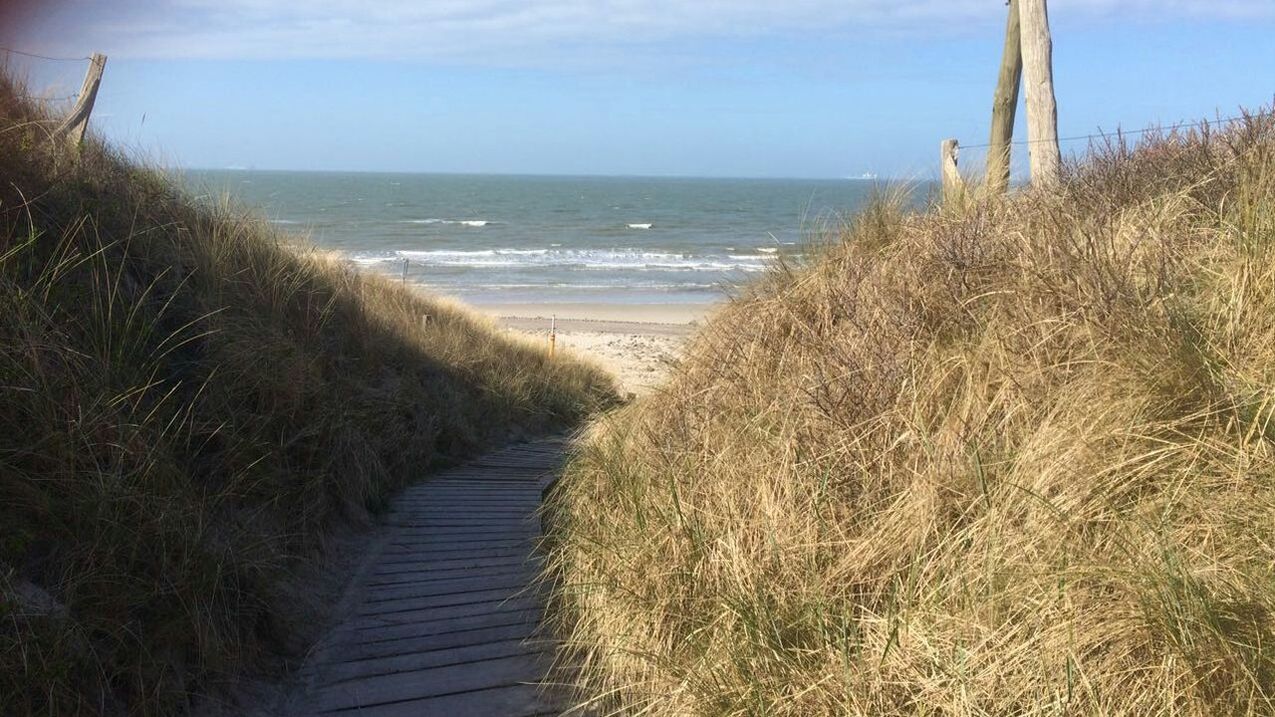 BOARDWALK ON BEACH AGAINST SKY