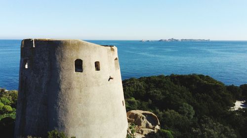 Scenic view of sea against clear sky