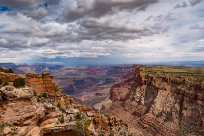 Aerial view of landscape against cloudy sky