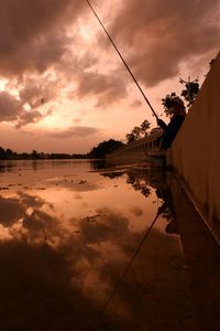 Scenic view of lake against sky at sunset