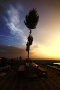 Silhouette palm trees against sky during sunset