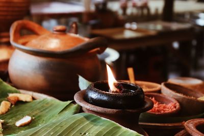 Close-up of food on table