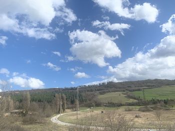 Scenic view of land against sky