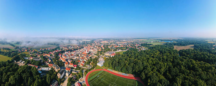 Cityscape of small european town, aerial view