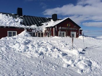 House against sky during winter