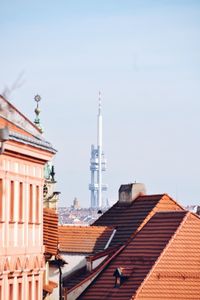 View of buildings against clear sky