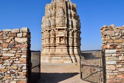 View of historical building against clear blue sky