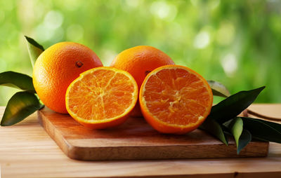Close-up of orange fruits on table