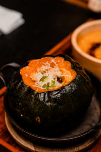 Close-up of food on table