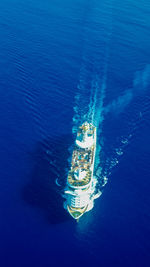 High angle view of boat in sea