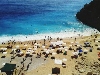 High angle view of people on beach