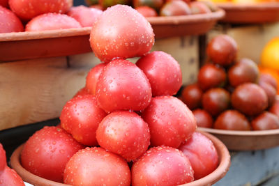 Tomatoes selling on local farm market, eco vegetables, juicy products. shopping organic products. 