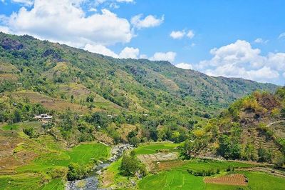 Scenic view of landscape against cloudy sky