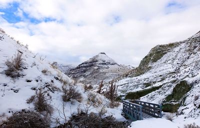 Snow covered mountain against sky