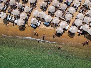 High angle view of people on shore