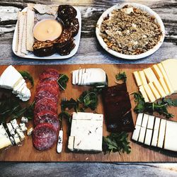 High angle view of food on table