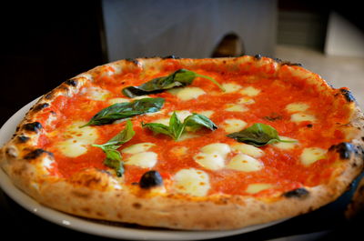 Close-up of pizza on table