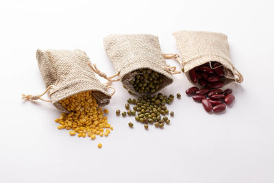 High angle view of food on white background